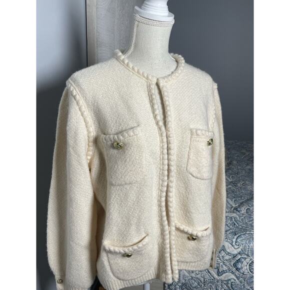 J. Crew Odette sweater lady jacket with jewel buttons size large - Picture 4 of 8